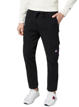 Pantalon Tommy Jeans Dobby Cargo Negro para Hombre