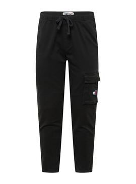 Pantalon Tommy Jeans Dobby Cargo Negro para Hombre