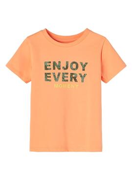 Camiseta Name It Friss Mensaje Naranja para Niño