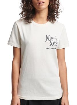 Camiseta Superdry Vintage Lines Blanca para Mujer