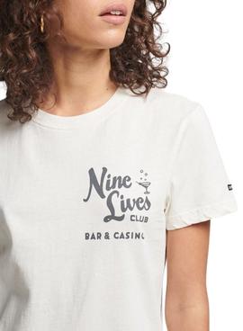 Camiseta Superdry Vintage Lines Blanca para Mujer