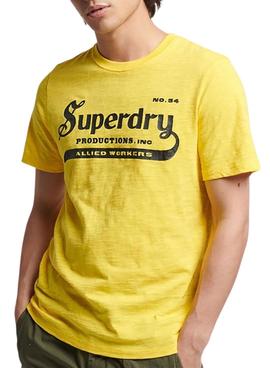 Camiseta Superdry Vintage Merch Amarilla Hombre