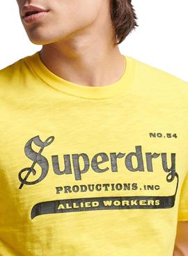 Camiseta Superdry Vintage Merch Amarilla Hombre