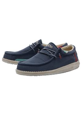 Zapatos Hey Dude Wally Washed Azul Para Hombre