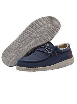 Zapatos Hey Dude Wally Washed Azul Para Hombre