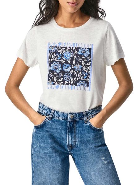 Camiseta Pepe Jeans Andrea Flores Blanca Mujer