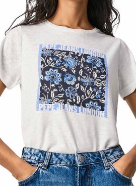 Camiseta Pepe Jeans Andrea Flores Blanca Mujer
