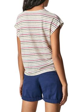 Camiseta Pepe Jeans Basi Rayas Multicolor Mujer