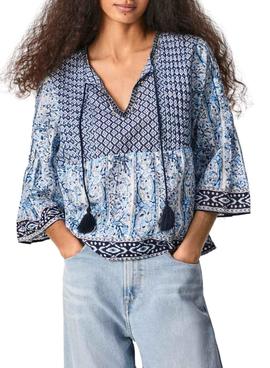 Blusa Pepe Jeans Mavis Boho Azul para Mujer