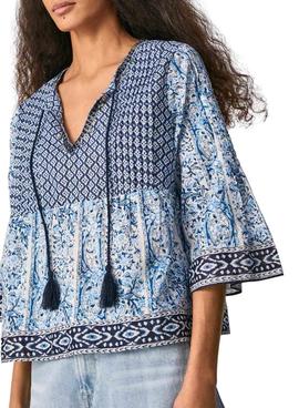 Blusa Pepe Jeans Mavis Boho Azul para Mujer