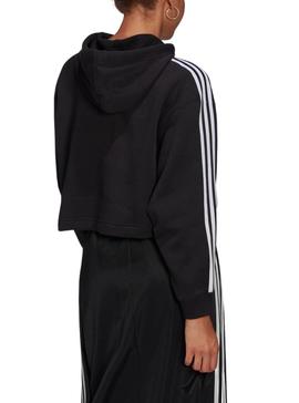 Sudadera Adidas Adicolor Capucha Crop Negra Mujer