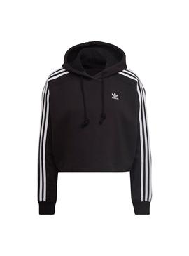 Sudadera Adidas Adicolor Capucha Crop Negra Mujer