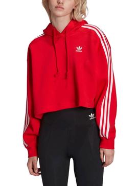 Sudadera Adidas Adicolor Capucha Crop Roja Mujer