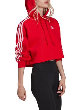 Sudadera Adidas Adicolor Capucha Crop Roja Mujer