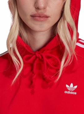 Sudadera Adidas Adicolor Capucha Crop Roja Mujer