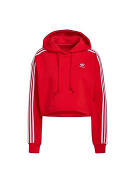 Sudadera Adidas Adicolor Capucha Crop Roja Mujer