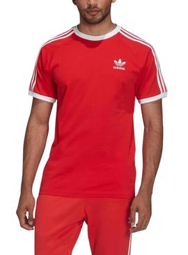 Camiseta Adidas 3 Bandas Roja para Hombre