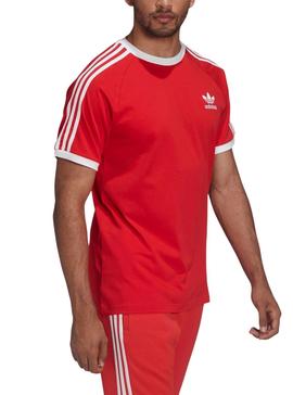 Camiseta Adidas 3 Bandas Roja para Hombre