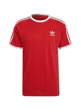 Camiseta Adidas 3 Bandas Roja para Hombre