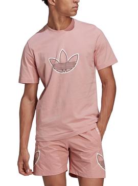 Camiseta Adidas Outline Logo Rosa para Hombre