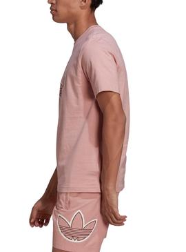 Camiseta Adidas Outline Logo Rosa para Hombre