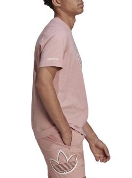 Camiseta Adidas Outline Logo Rosa para Hombre