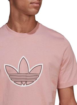 Camiseta Adidas Outline Logo Rosa para Hombre