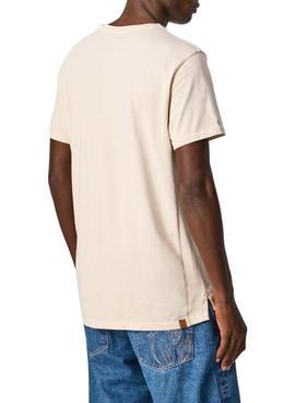 Camiseta Pepe Jeans Ailm Letras Beige para Hombre