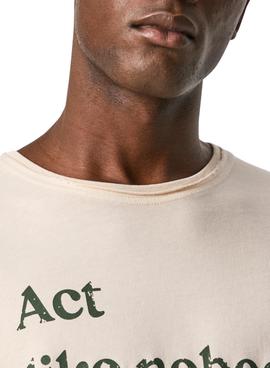 Camiseta Pepe Jeans Ailm Letras Beige para Hombre