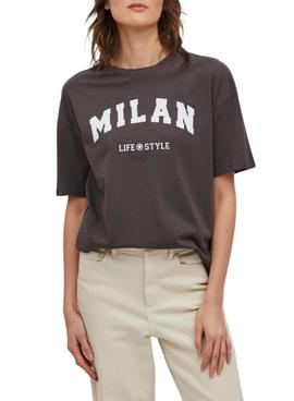 Camiseta Vila Julietta City Milan Gris para Mujer
