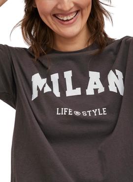 Camiseta Vila Julietta City Milan Gris para Mujer
