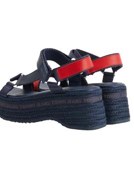 Sandalias Tommy Jeans Cuña Esparto Marino Mujer