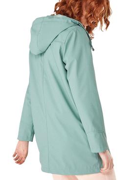 Parka Naf Naf con Capucha Verde Turquesa Mujer