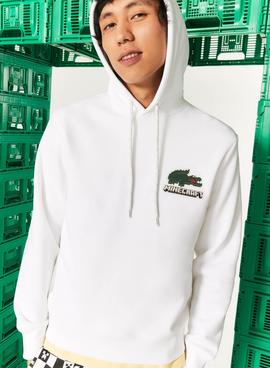Sudadera Lacoste x Minecraft Capucha Unisex Blanco