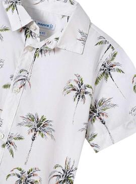 Camisa Mayoral Estampada Palmeras Blanca para Niño