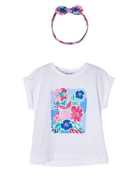 Camiseta y Diadema Mayoral Flores para Niña