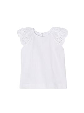 Camiseta Mayoral Tirantes Bordados Blanca Niña