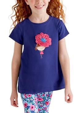 Conjunto Mayoral Leggings Azul Flores Para Niña