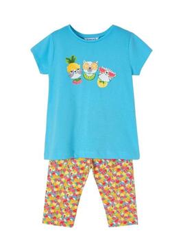 Conjunto Mayoral Leggings Corto Azul Frutas Niña