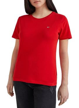 Camiseta Tommy Jeans Soft Roja para Mujer