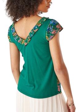 Camiseta Naf Naf Estampado Floral Verde para Mujer