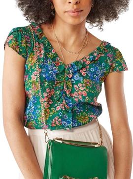 Camiseta Naf Naf Estampado Floral Verde para Mujer
