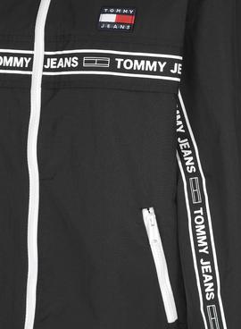 Cortavientos Tommy Jeans Chicago Tape Negro Mujer