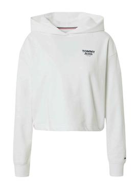 Sudadera Tommy Jeans Bxy Crop Taping Blanca Mujer
