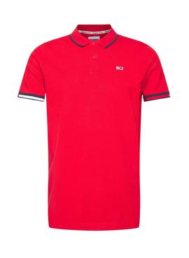 Polo Tommy Jeans Regular Flag Rojo para Hombre