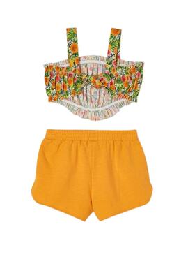 Conjunto Mayoral Short Top Peach Naranja Para Niña