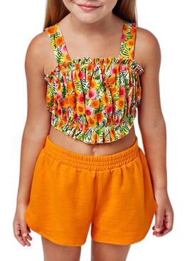 Conjunto Mayoral Short Top Peach Naranja Para Niña