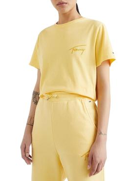 Camiseta Tommy Jeans Rlxd Signature Amarilla Mujer
