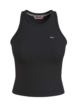 Camiseta Tommy Jeans Rib Tan Negra para Mujer