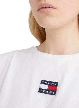 Camiseta Tommy Jeans Crop Elasticated Blanca Mujer